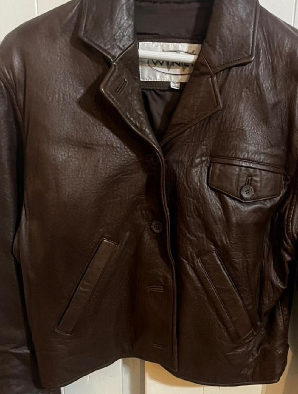 Vintage brown leather bomber jacket